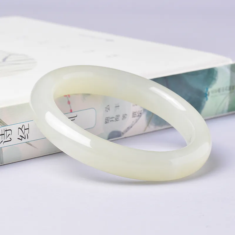 Survival Bangles Pale Greenish White Jade Women's-4