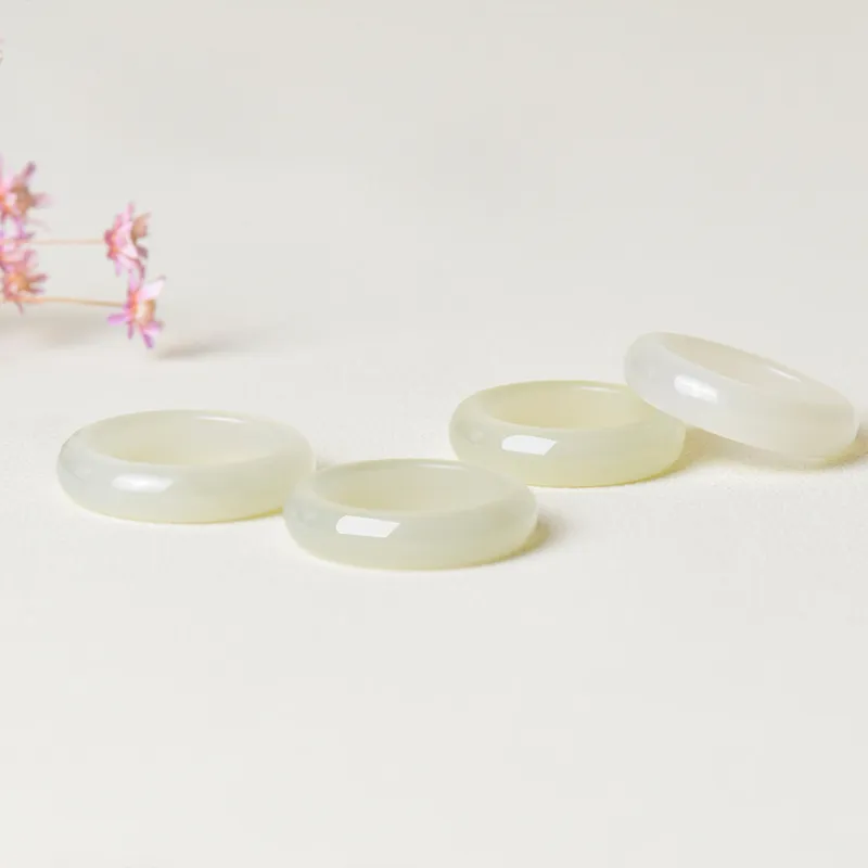 Survival Hetian Jade Rings White Jade/Pale Greenish White Jade Unisex-2