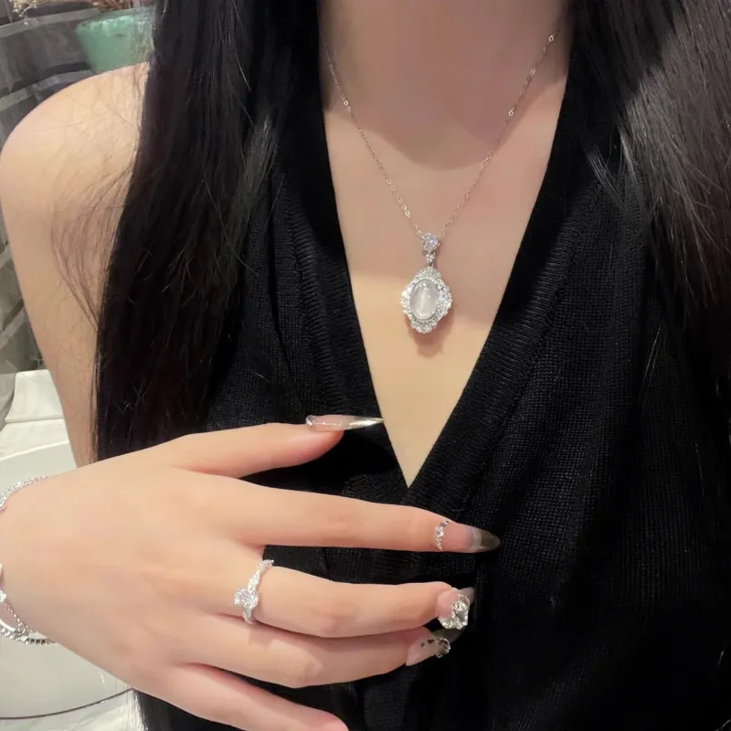 Strange Snow Natural Chalcedony Necklaces Women's-3