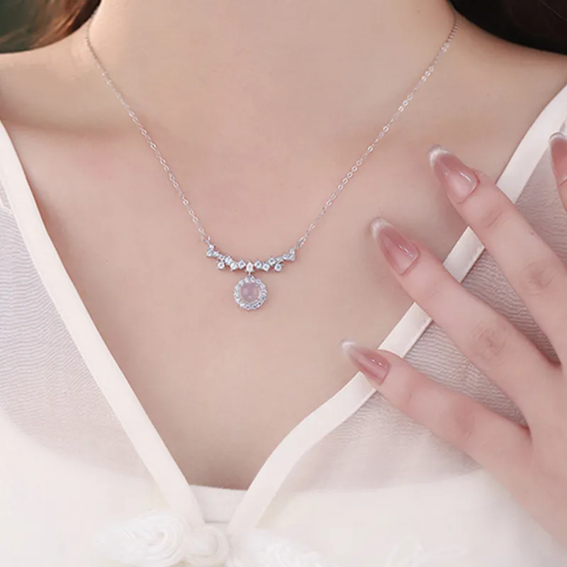 Strange Snow Natural Chalcedony Jade Necklaces Women's-3