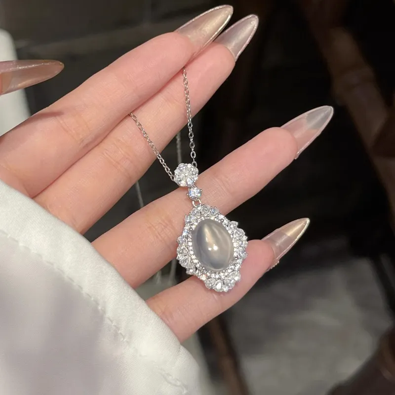 Strange Snow Natural Chalcedony Necklaces Women's-1