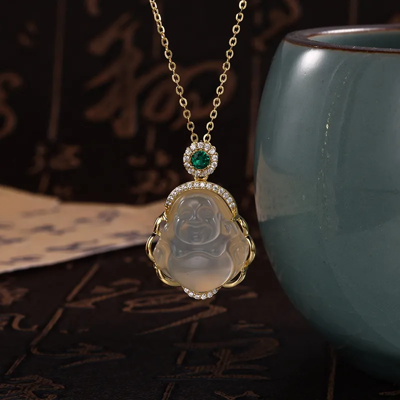 Strange Snow Natural Chalcedony Necklaces Unisex-1