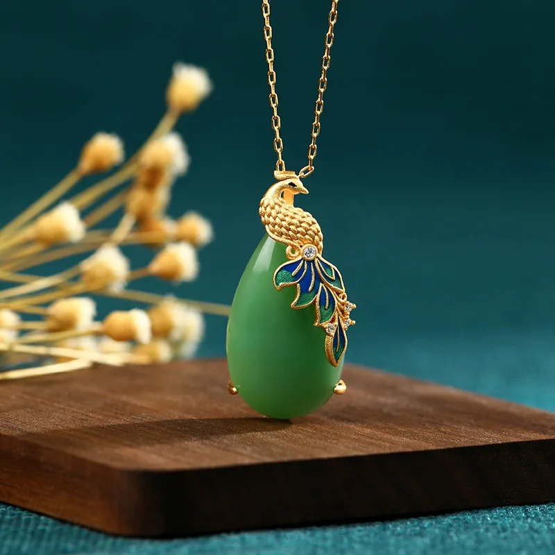 Strange Snow Colored Glaze Jade Necklaces Unisex-2