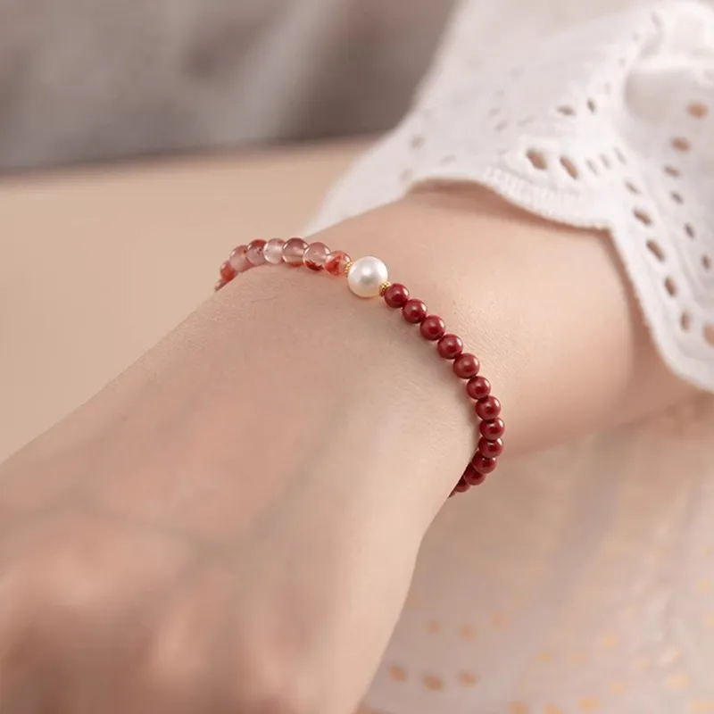 Strange Snow Reconstructed Cinnabar Bracelets Unisex-5
