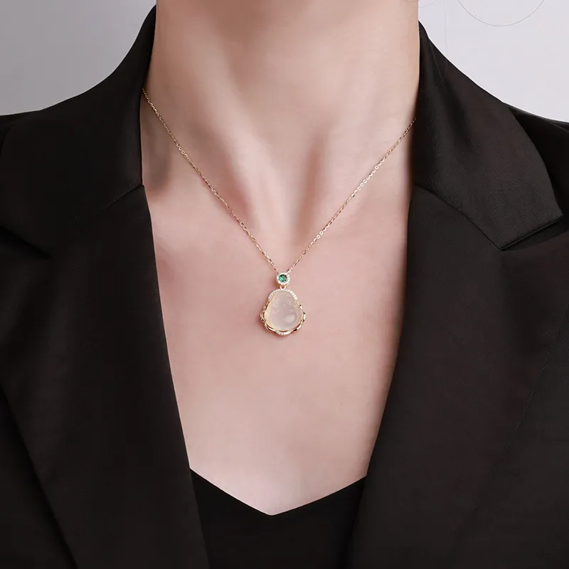 Strange Snow Natural Chalcedony Necklaces Unisex-4