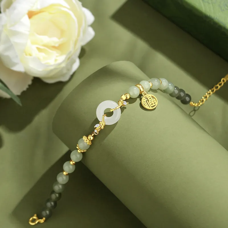 Strange Snow Bracelets Pale Greenish White Jade Women's-2