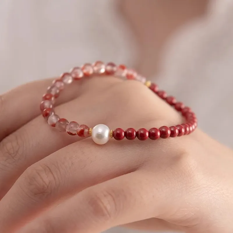 Strange Snow Reconstructed Cinnabar Bracelets Unisex-4