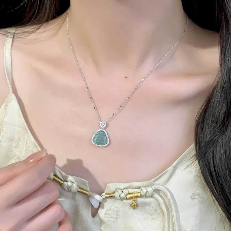 Strange Snow Ice Glutinous Jadeite Necklaces Women's-4