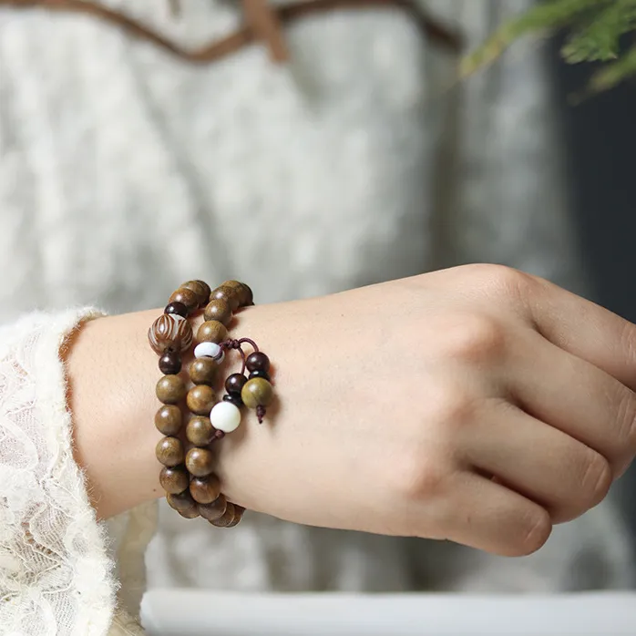 Strange Snow Green Sandalwood Wooden Bracelets Unisex-12
