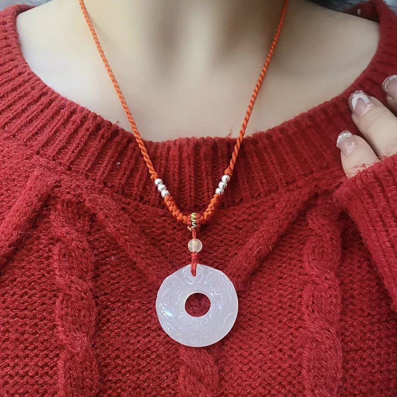 Strange Snow Natural Chalcedony Necklaces Unisex-3
