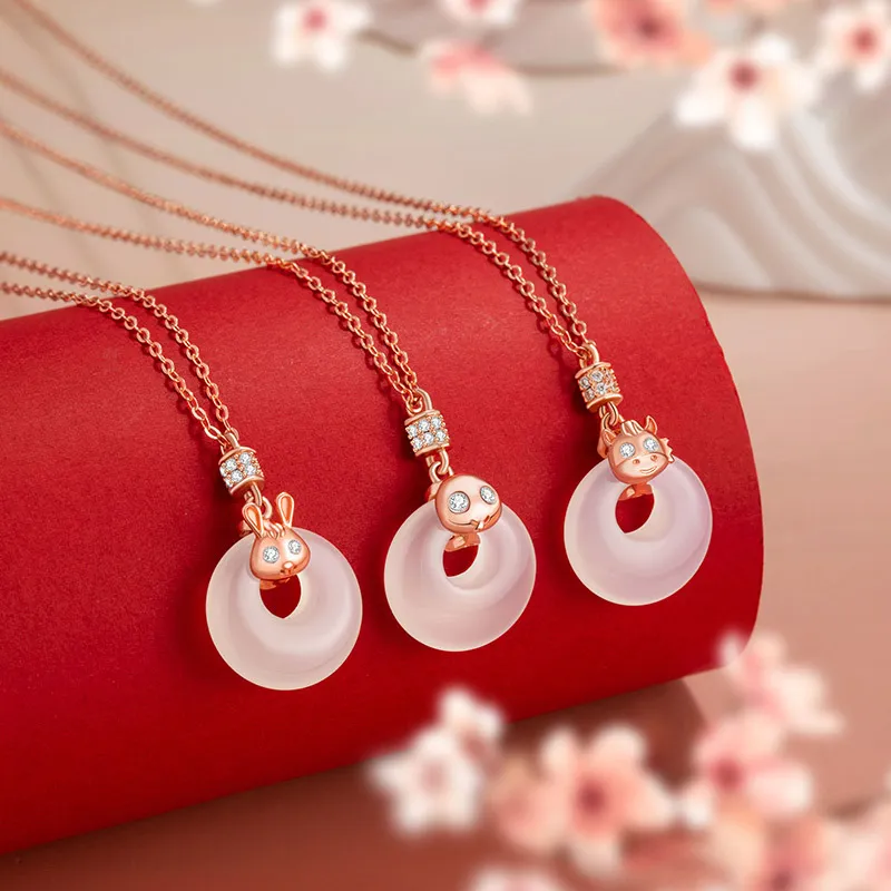 Strange Snow Chalcedony Necklaces Unisex-3