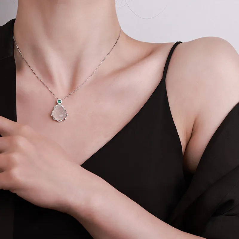 Strange Snow Natural Chalcedony Necklaces Unisex-3