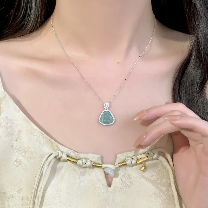 Strange Snow Ice Glutinous Jadeite Necklaces Women's-3