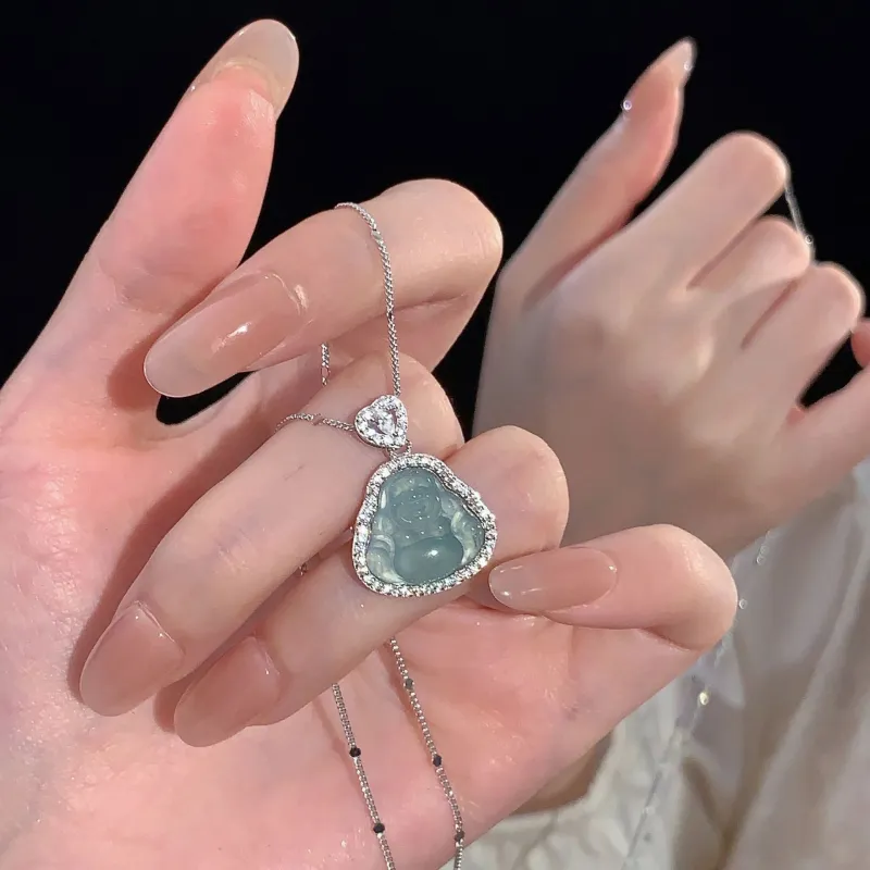 Strange Snow Ice Glutinous Jadeite Necklaces Women's-2