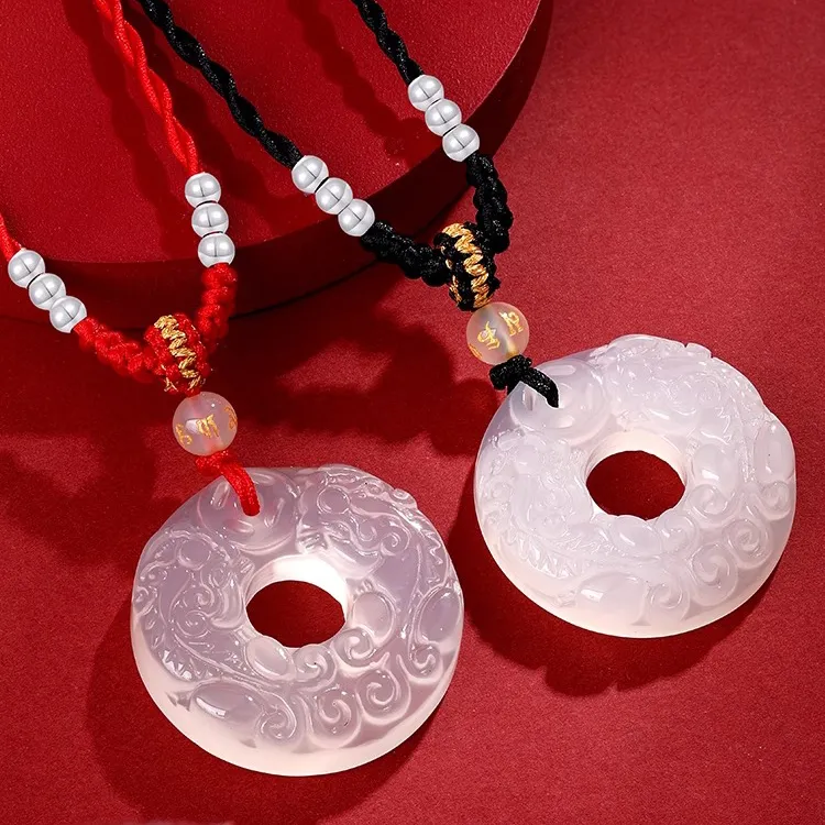 Strange Snow Natural Chalcedony Necklaces Unisex-7