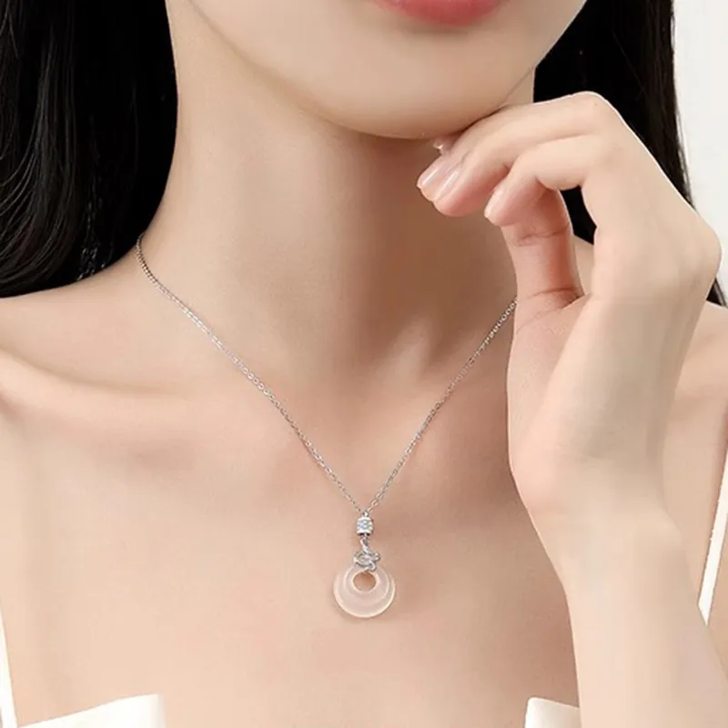 Strange Snow Natural Chalcedony Necklaces Women's-4