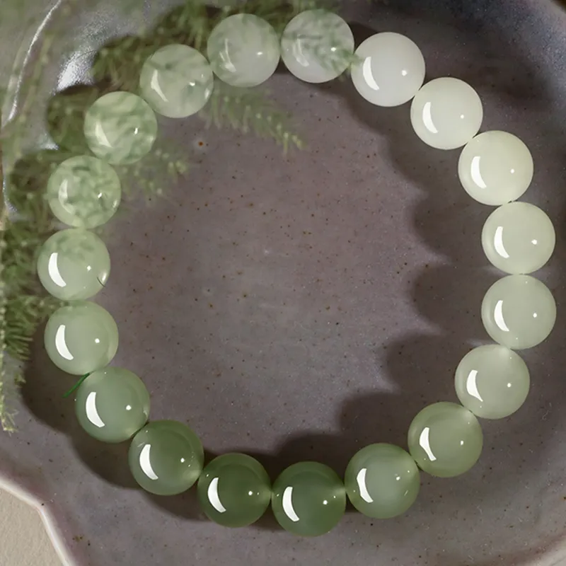 Strange Snow Hetian Jade Bracelets Unisex Pale Greenish White Jade-1