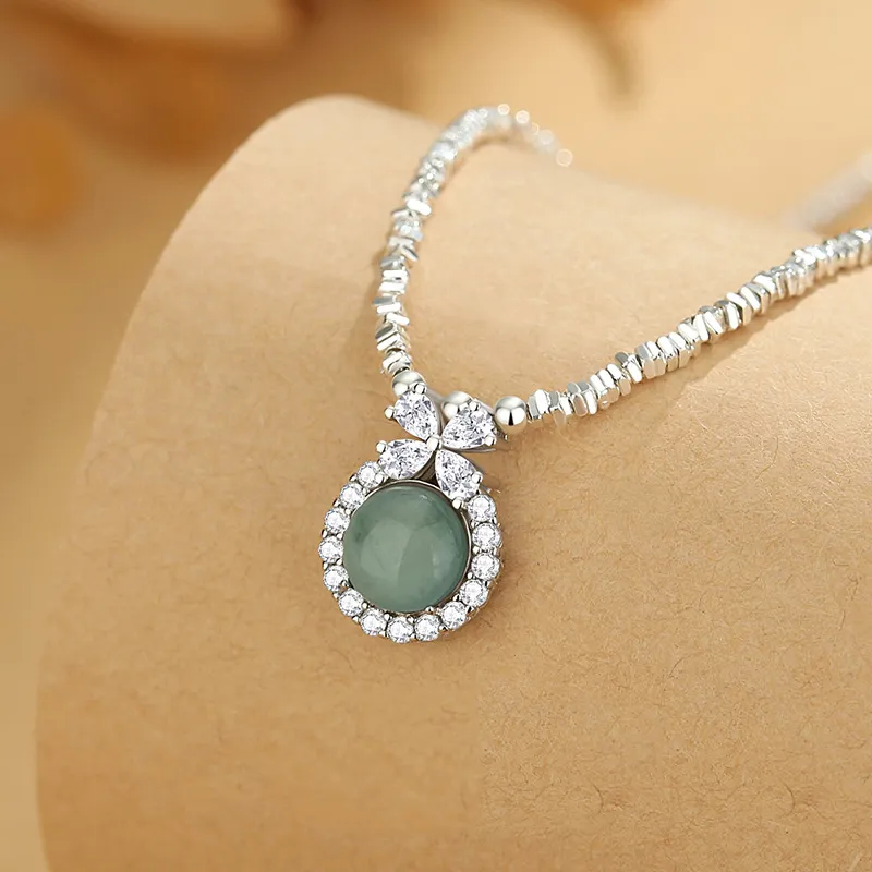 Strange Snow Ice Glutinous Jadeite Necklaces Women's-3