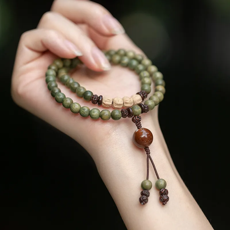 Strange Snow Green Sandalwood Wooden Bracelets Unisex-16