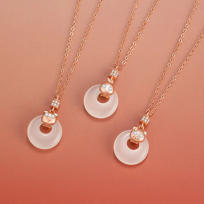 Strange Snow Chalcedony Necklaces Unisex-2