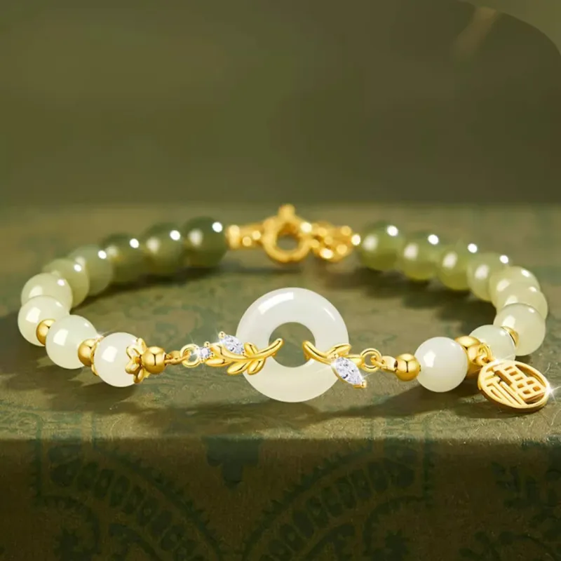 Strange Snow Bracelets Pale Greenish White Jade Women's-1