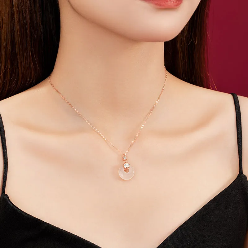 Strange Snow Chalcedony Necklaces Unisex-4