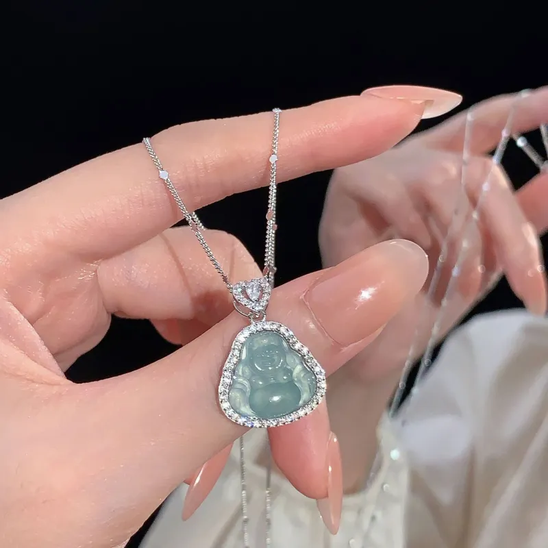 Strange Snow Ice Glutinous Jadeite Necklaces Women's-1