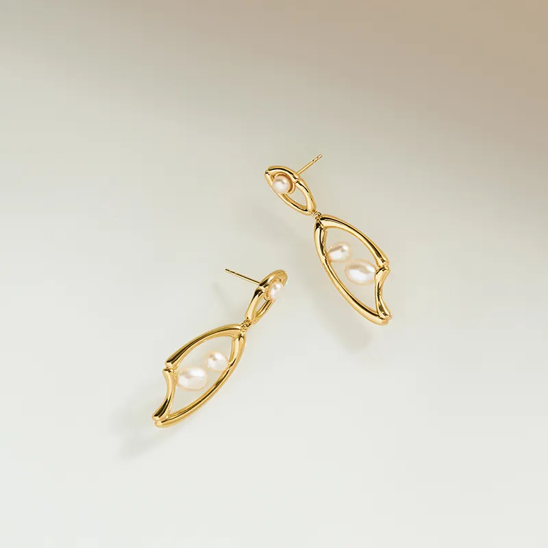 Amber Lollipop Luminous Bamboo Collection Pearl Earrings Women's-3