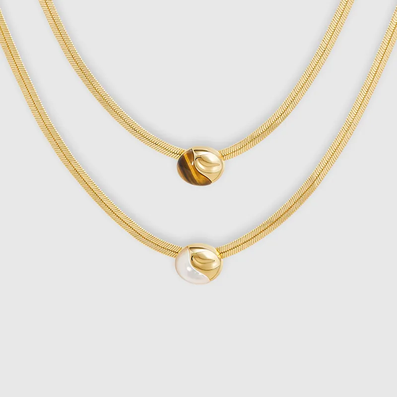 Amber Lollipop Tiger's Eye Stone Necklaces Women's-4