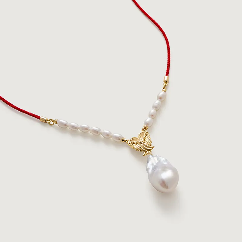 Amber Lollipop Flying Feather Series Pearl Necklaces Women's-6