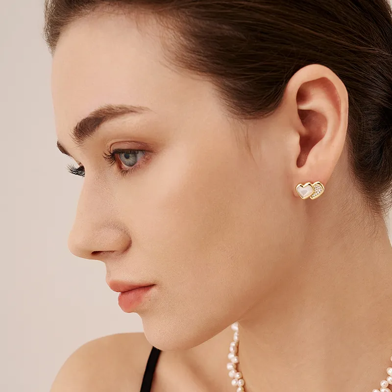 Amber Lollipop AMOUR Collection Shell Stud Earrings Women's-1