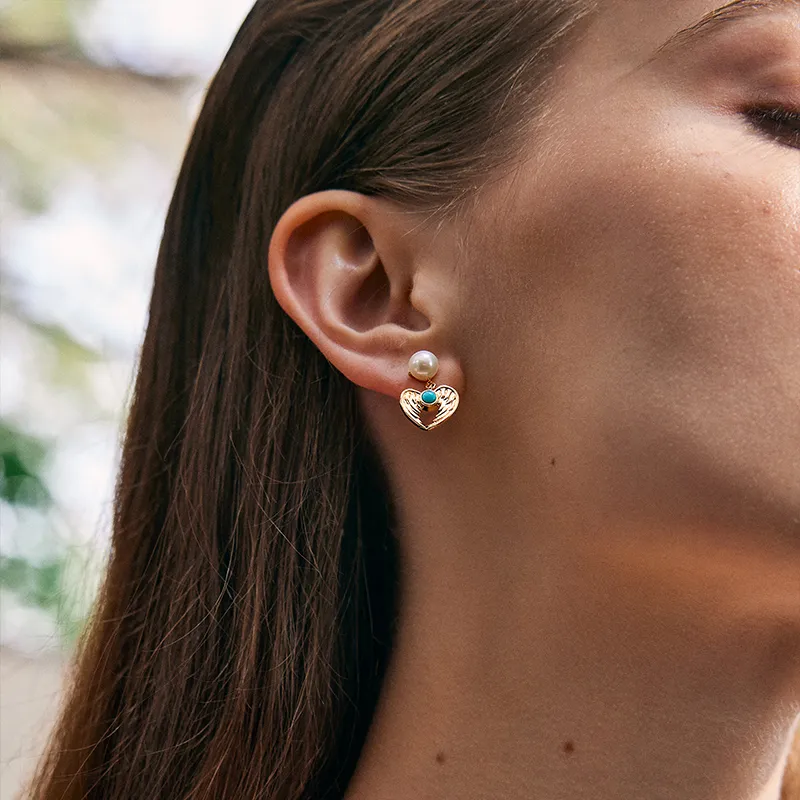 Amber Lollipop Flying Feather Series Pearl Earrings Women's-2