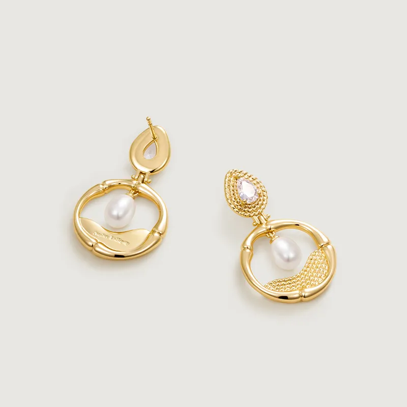 Amber Lollipop Luminous Bamboo Collection Pearl Earrings Women's-3