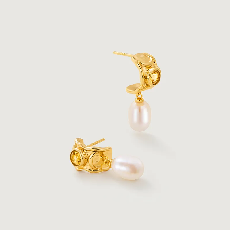 Amber Lollipop Pearl Earrings Women's-5