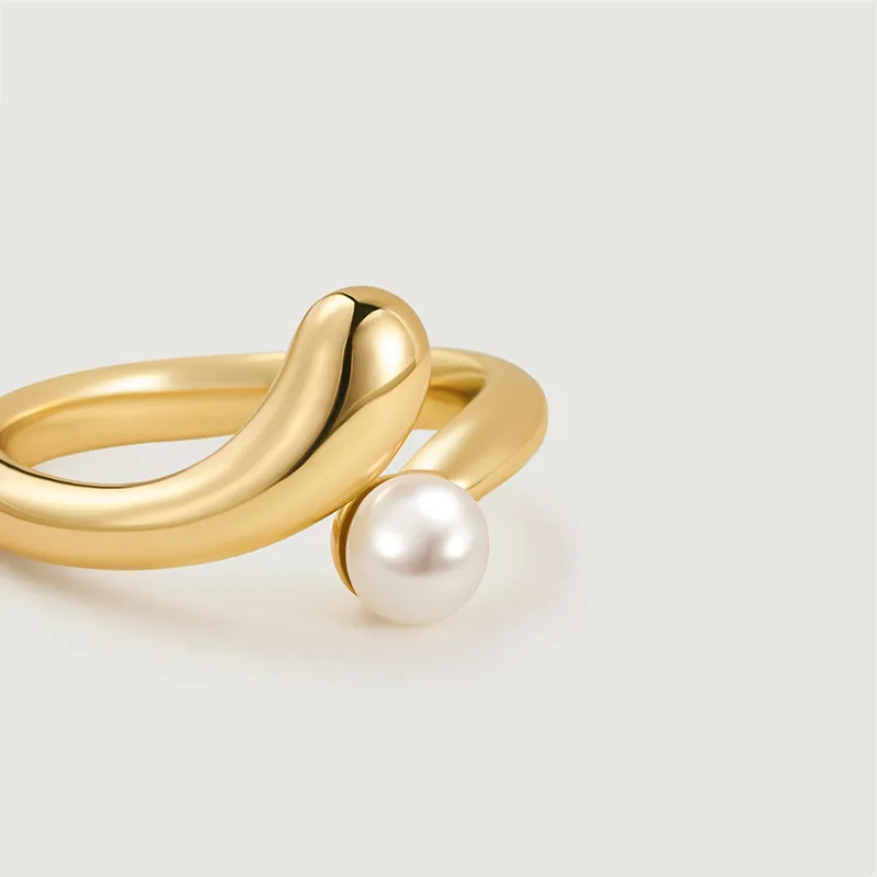 Amber Lollipop Pearl Rings Women's-4