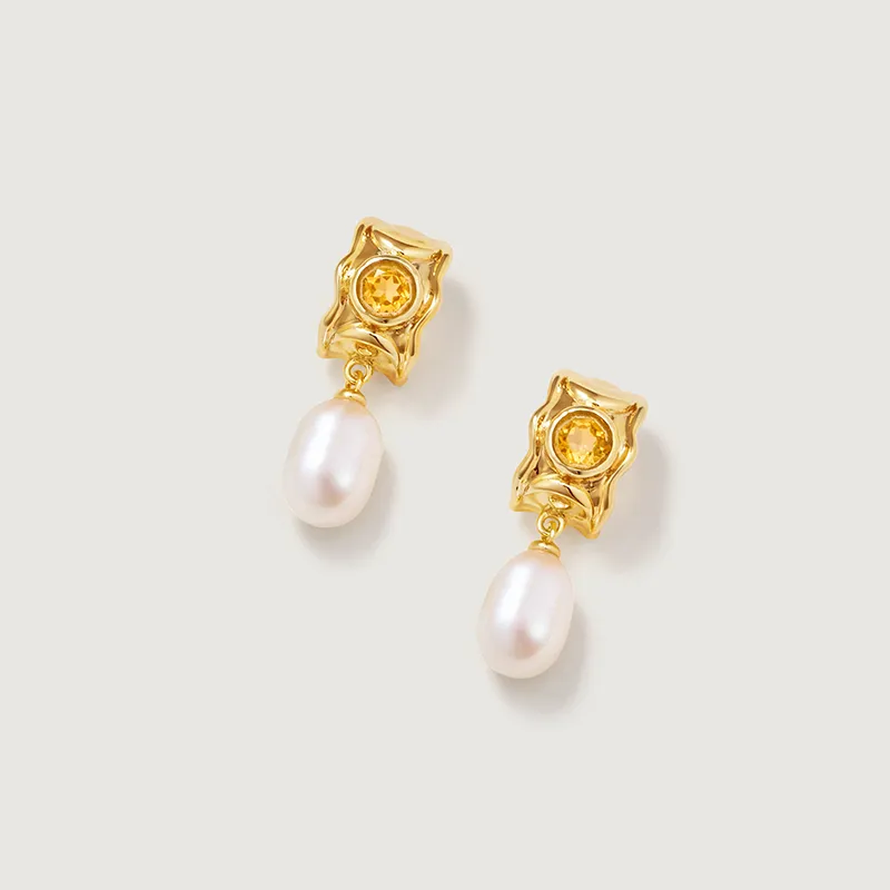 Amber Lollipop Pearl Earrings Women's-4