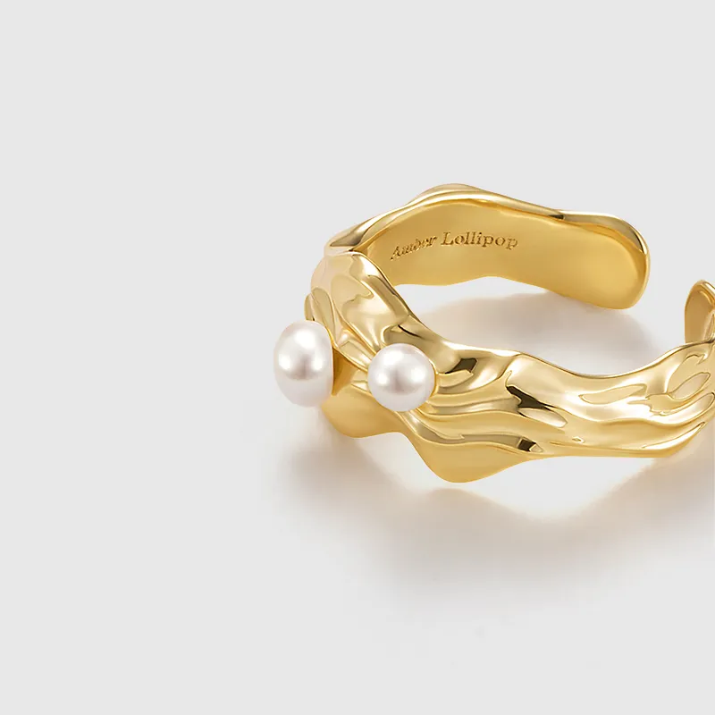 Amber Lollipop Pearl Rings Women's-4