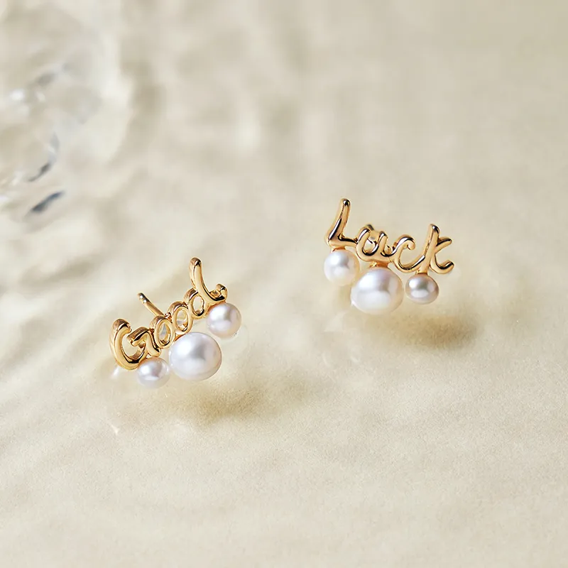 Amber Lollipop Luck Collection Pearl Stud Earrings Women's-3