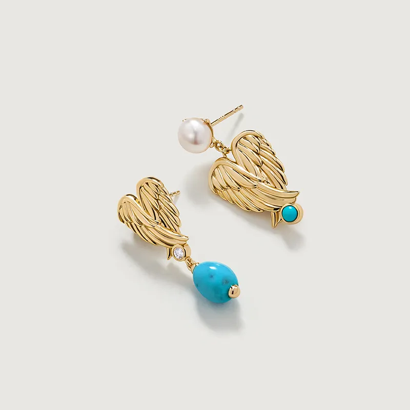 Amber Lollipop Pearl Turquoise Earrings Women's-6