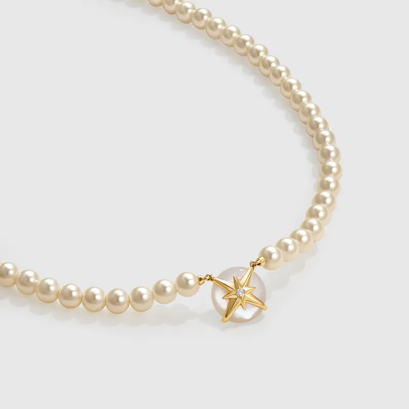 Amber Lollipop Shell Pearl Necklaces Women's-3