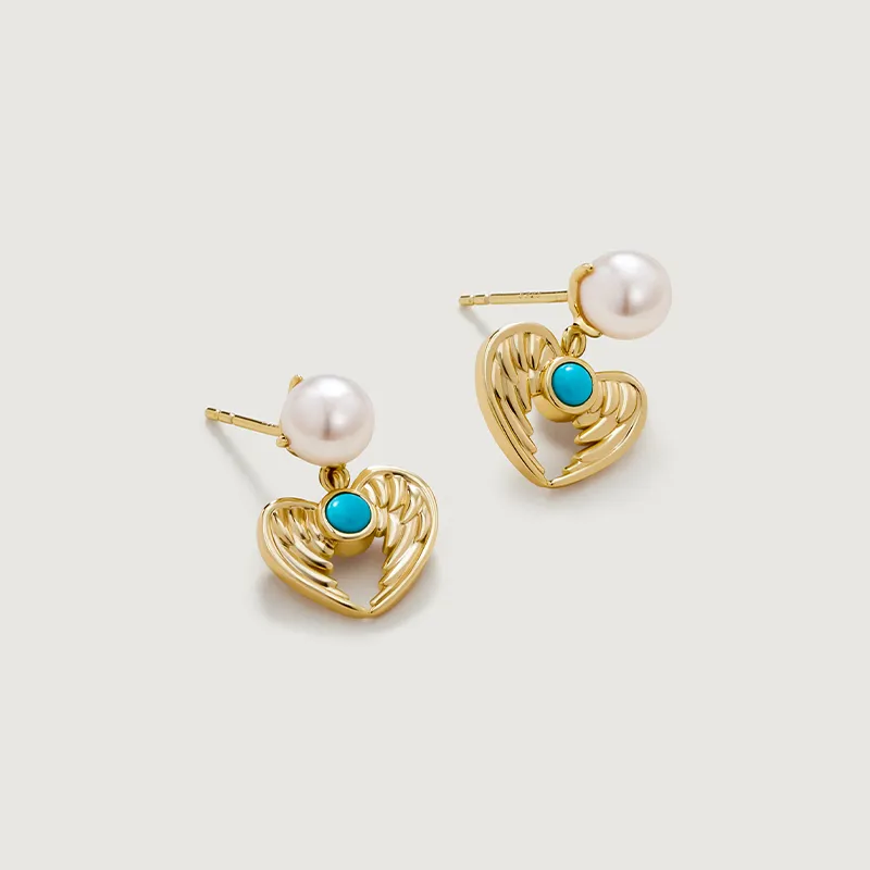 Amber Lollipop Flying Feather Series Pearl Earrings Women's-7