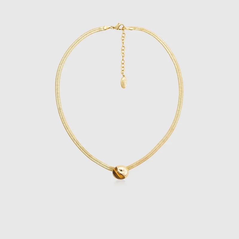 Amber Lollipop Tiger's Eye Stone Necklaces Women's-5