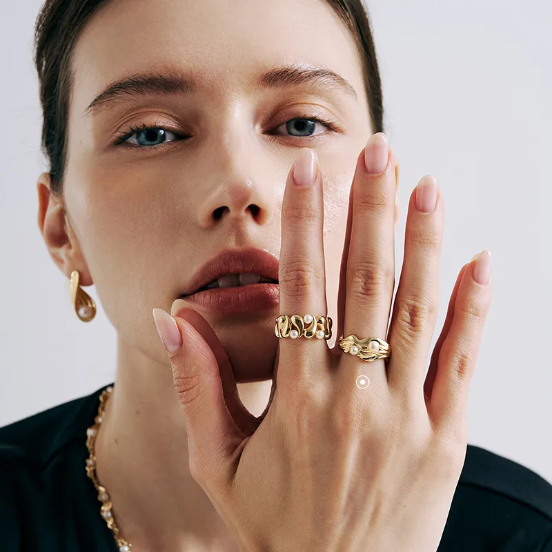 Amber Lollipop Pearl Rings Women's-1