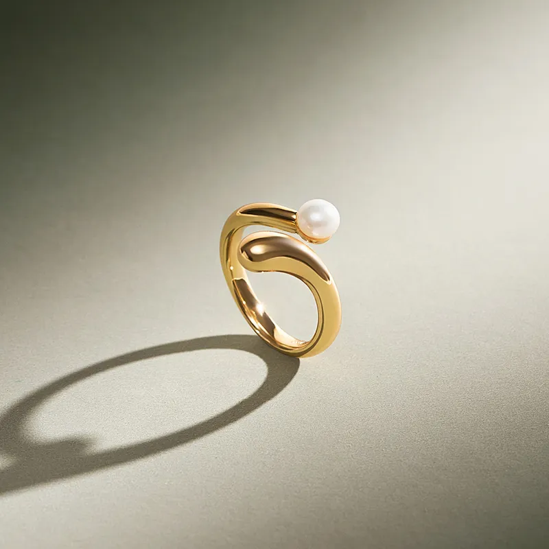 Amber Lollipop Pearl Rings Women's-2