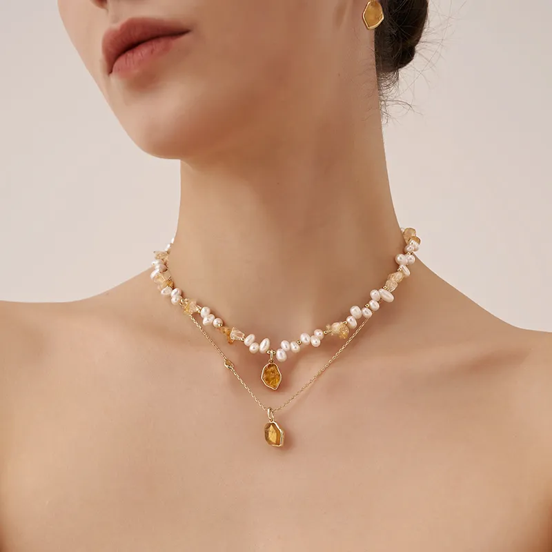 Amber Lollipop Iridescent Realm Pearl Necklaces Women's-2