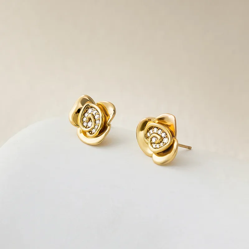 Amber Lollipop Camellia Whispers Collection S925 Silver Stud Earrings Women's-2