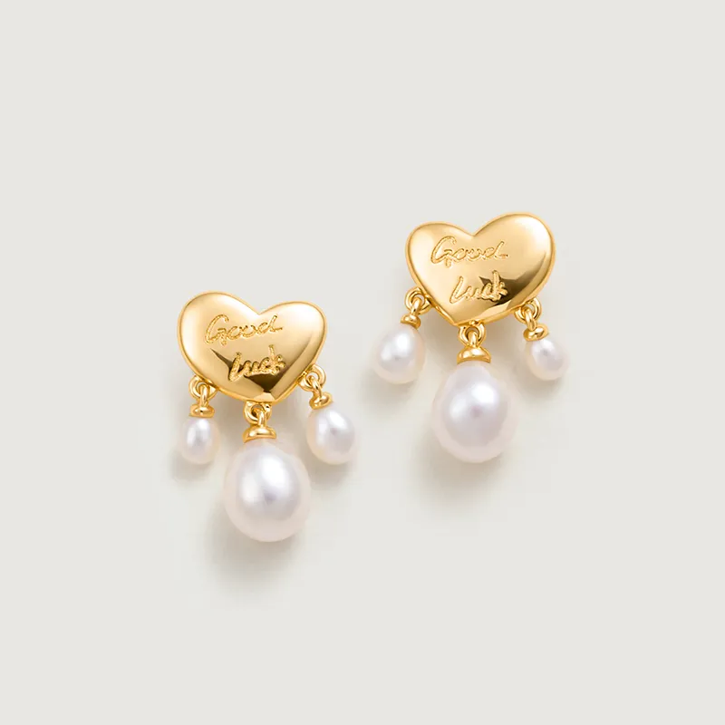 Amber Lollipop Luck Collection Pearl Earrings Women's-5