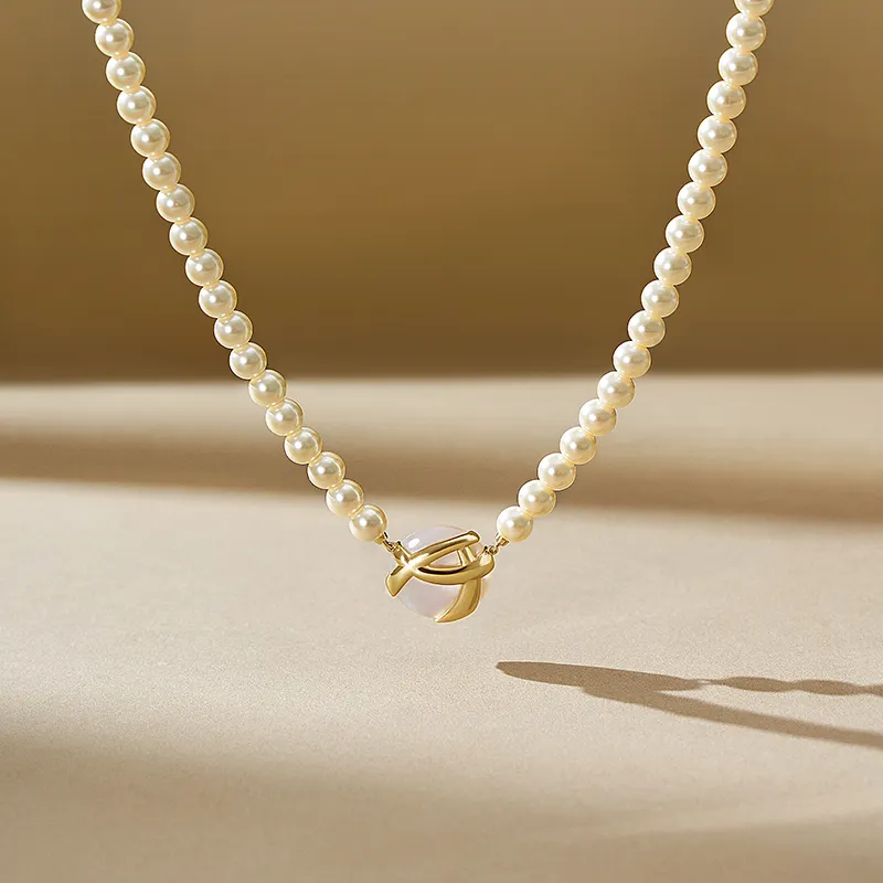 Amber Lollipop Shell Pearl Necklaces Women's-4