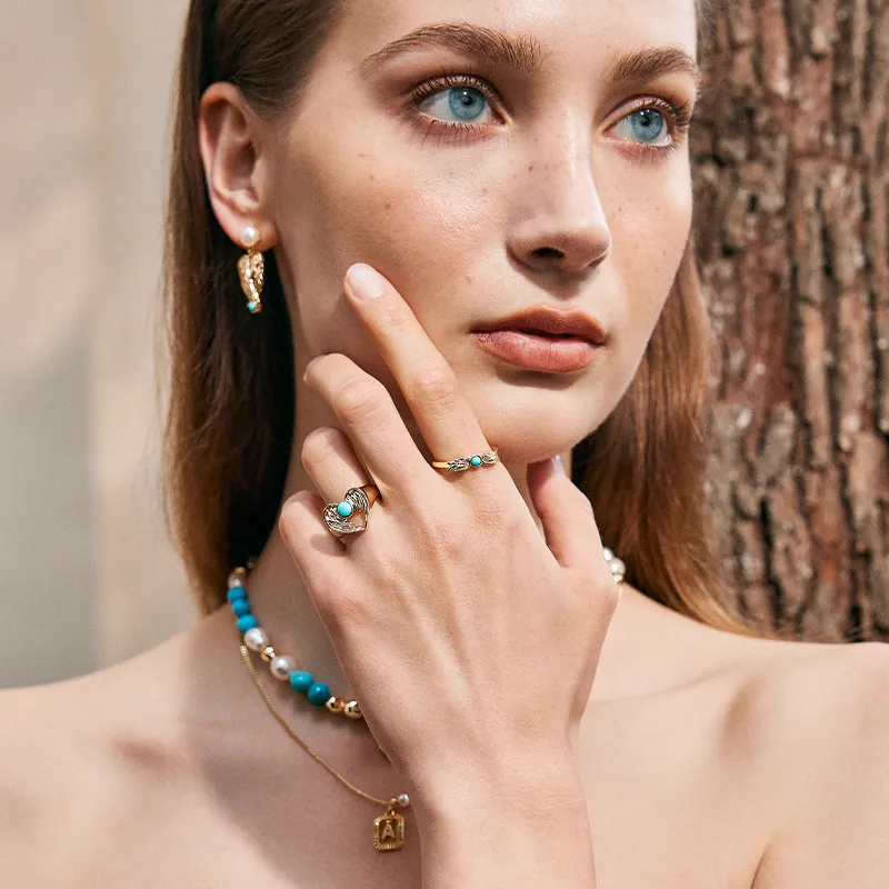 Amber Lollipop Flying Feather Series Alloy Rings Women's-2