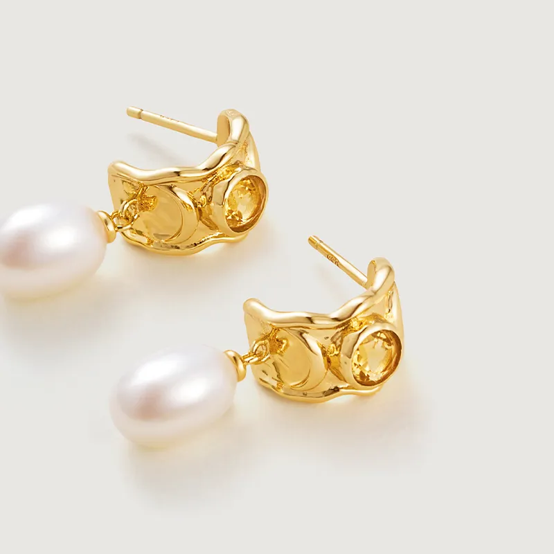 Amber Lollipop Pearl Earrings Women's-3